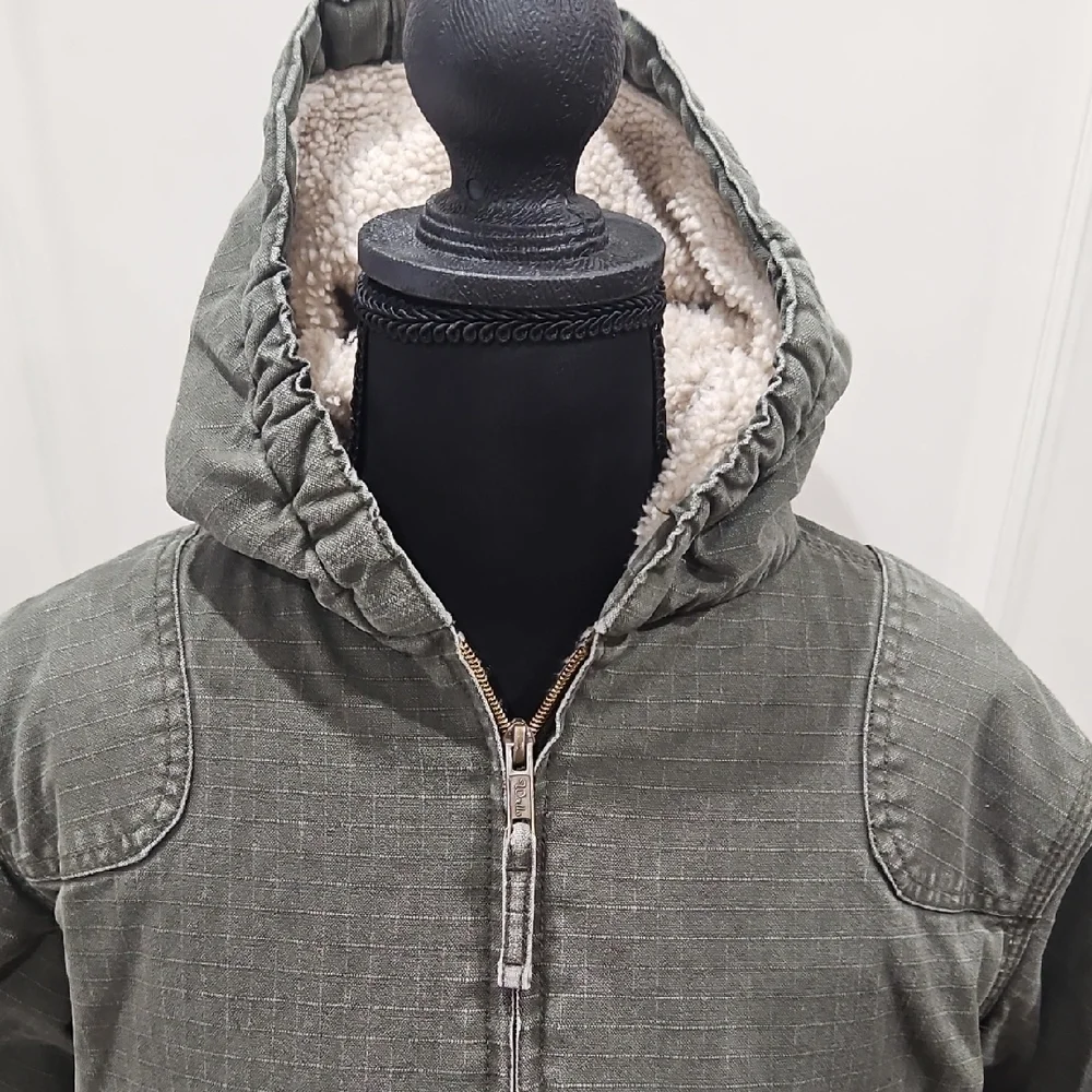 Walls Olive Boys Hooded Sherpa Lined Jacket Coat size 12/14